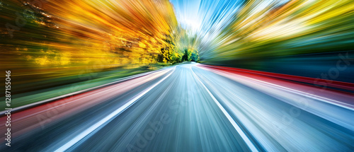 Motorcycle speeding down a scenic road  -