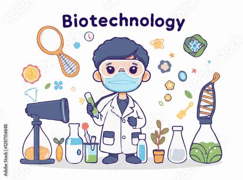 Biotechnology and Genetics Science Vector Concept
