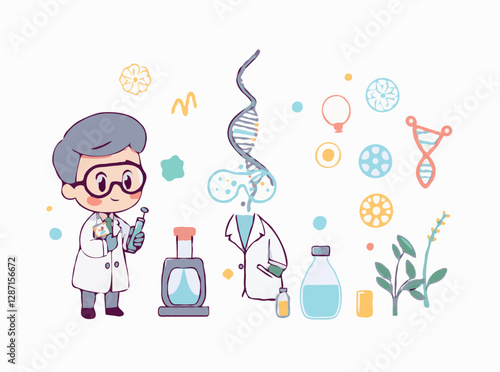 Biotechnology and Genetics Science Vector Concept