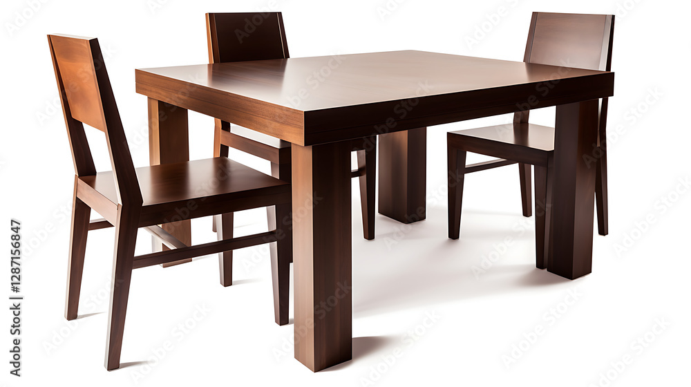 A wooden table with four chairs around it A wooden table with four chairs around it