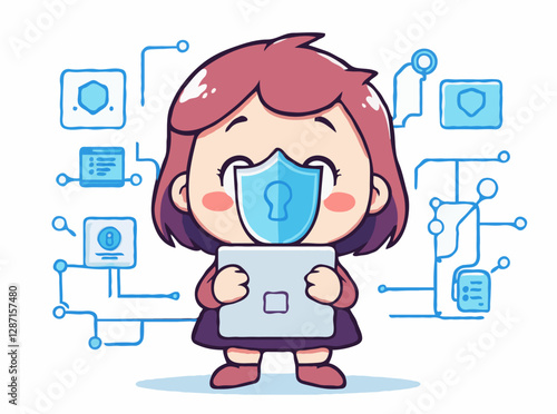 Cybersecurity and Data Protection Technology Illustration