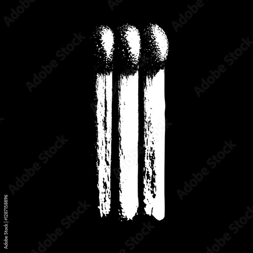 Close-up of Three Burnt Matchsticks
