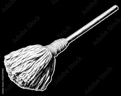 Vintage Cleaning Mop Illustration