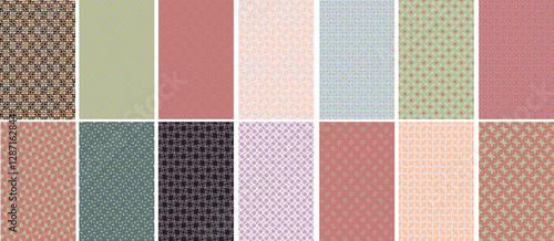 Collection of textured vector backgrounds with simple and fun repeating patterns. Colorful backgrounds for cards, posters, covers, banners, or branding