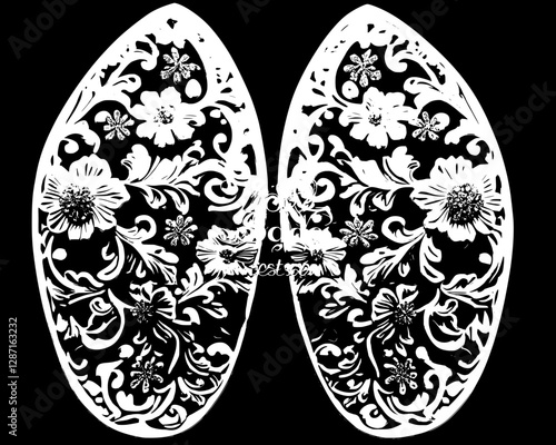 Exquisite White Floral Wall Panel with Intricate Carving and Jewels