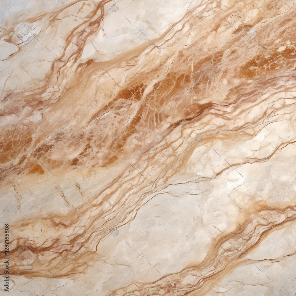 Beige Marble Slab with Brown Veining Beige Marble Slab with Brown Veining