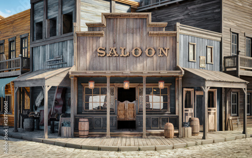 External view of a western saloon a kind of cowboy of the old West cowboy.
