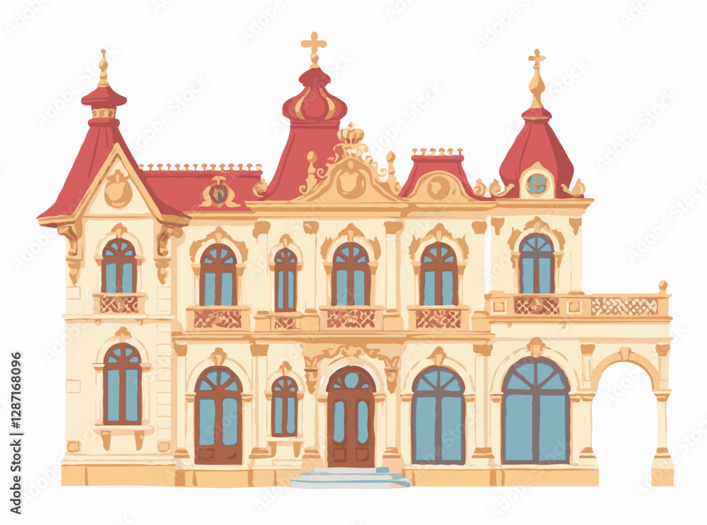 Fototapeta premium Luxurious Rococo Architecture Elements Vector Set