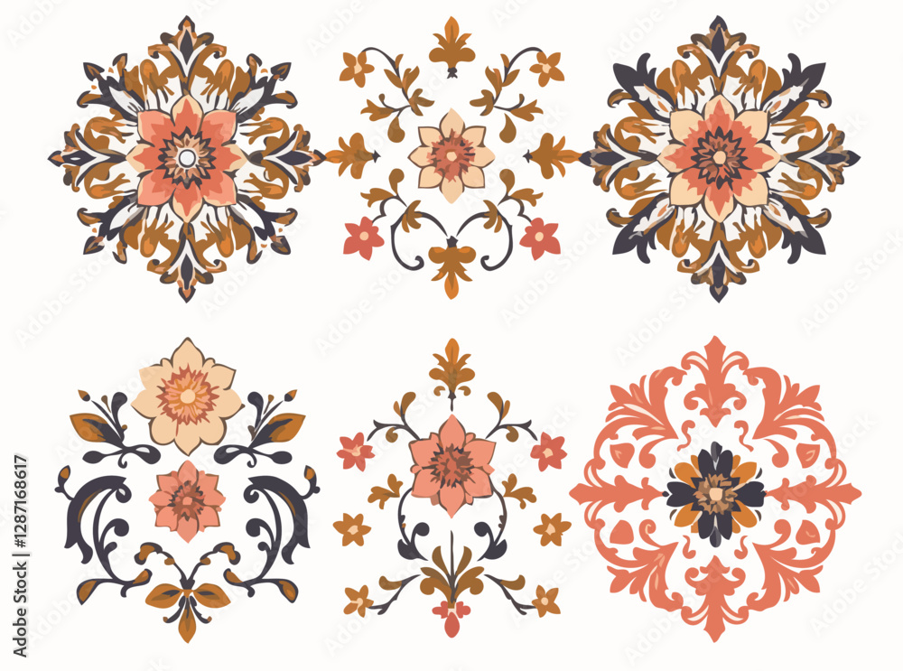 Obraz premium Intricate Baroque Floral Patterns Vector Collection