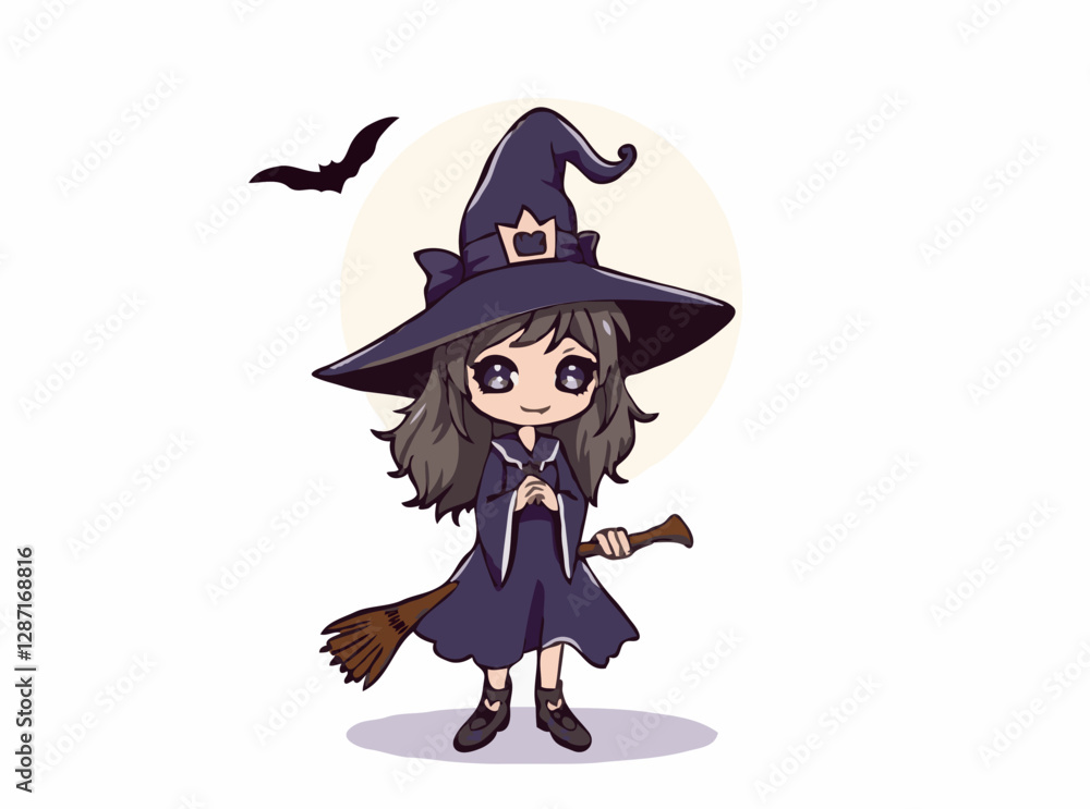 Creepy Witch and Moon Vector Design Creepy Witch and Moon Vector Design