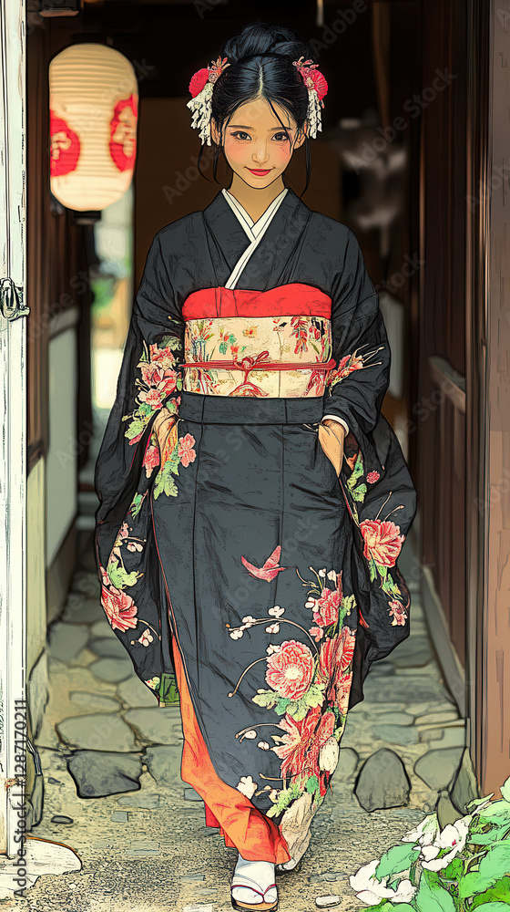 着物を着た女性