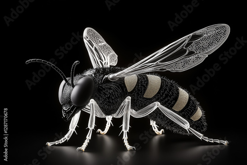 X-Ray Vision: A Detailed 3D Render of a Bee