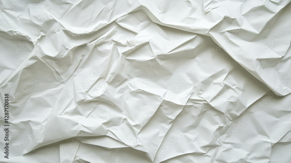 Obraz premium Abstract texture of white creased paper with sharp folds for creative design background