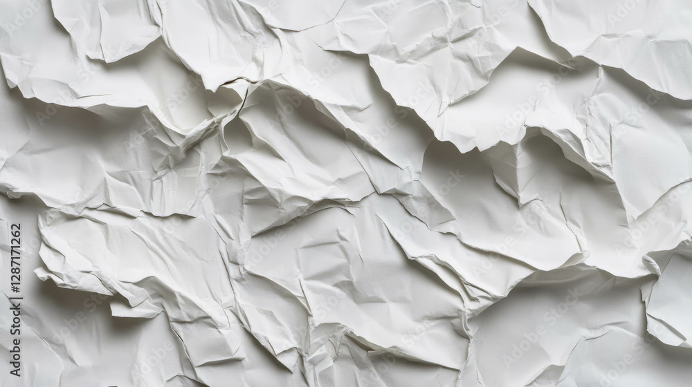 Abstract texture of white crumpled layered and torn paper for creative background design Abstract texture of white crumpled layered and torn paper for creative background design
