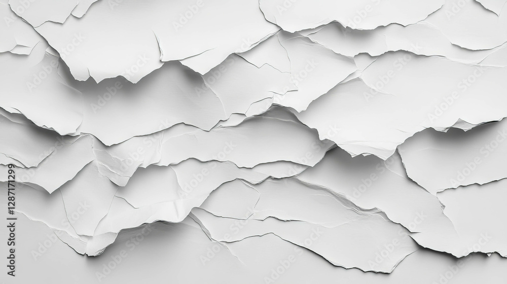 Abstract textured background with white crumpled layered and torn paper design Abstract textured background with white crumpled layered and torn paper design