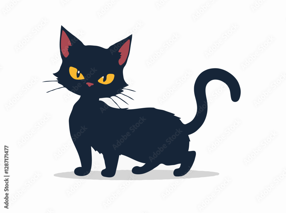 Obraz premium Mysterious Black Cat Silhouette Vector