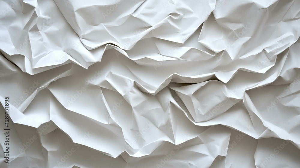 Obraz premium Crinkled white paper texture for creative background and design projects