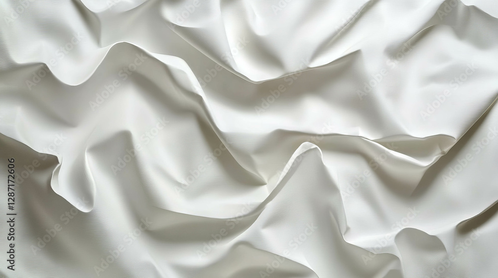 Fototapeta premium Textured white wrinkled paper background with deep folds for creative design projects