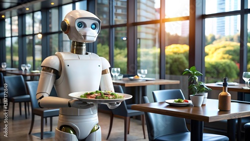 Robot Server in Restaurant photo