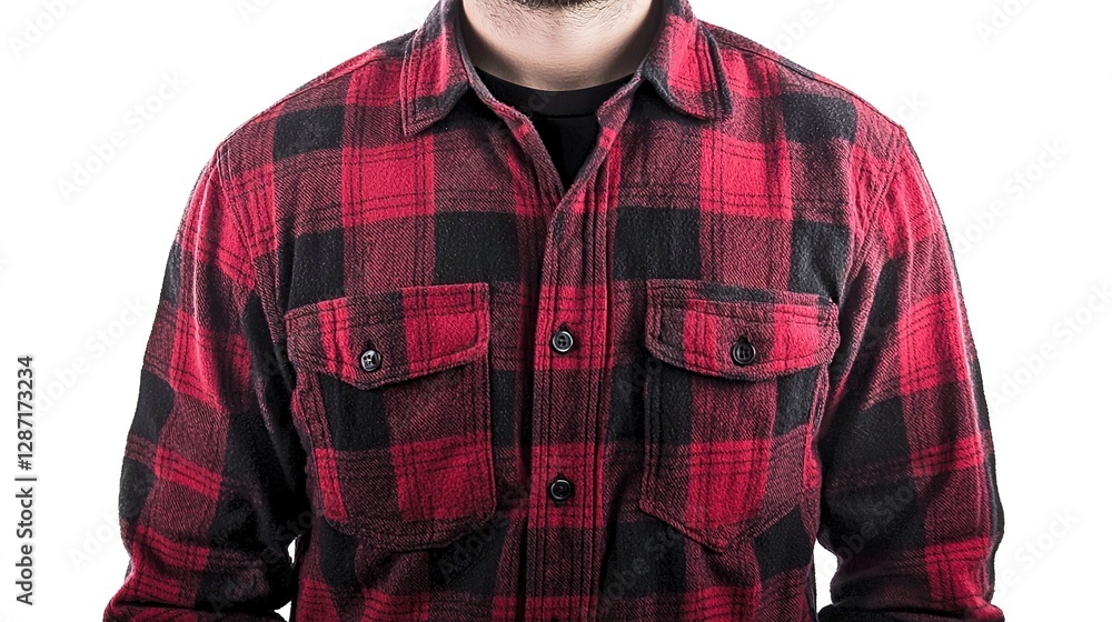 Stylish mens checkered shirt isolated in comfortable flannel fabric fashion photography studio setting Stylish mens checkered shirt isolated in comfortable flannel fabric fashion photography studio setting