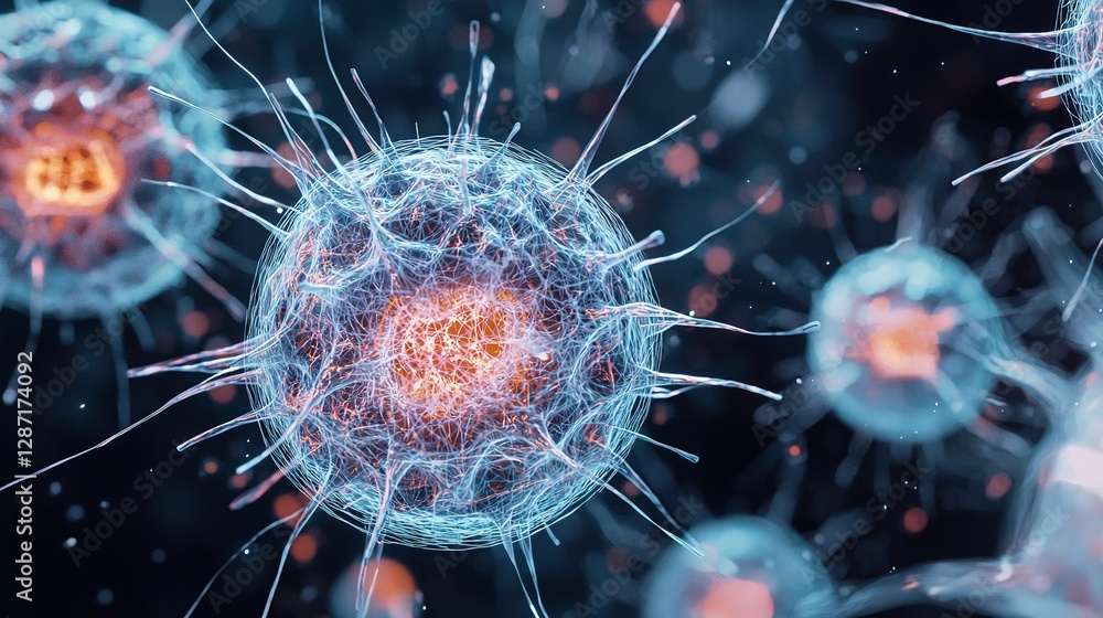 Microorganism reproduction in isolated environments digital visualization science context ai-generated imagery Microorganism reproduction in isolated environments digital visualization science context ai-generated imagery