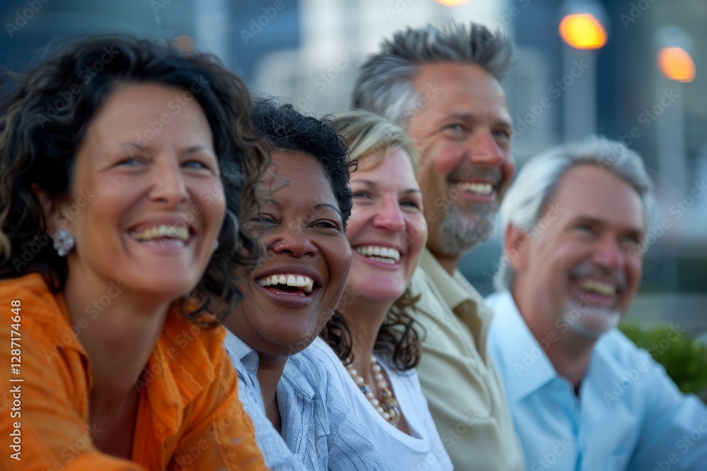 Group of happy business people in the city. Selective focus. Group of happy business people in the city. Selective focus.