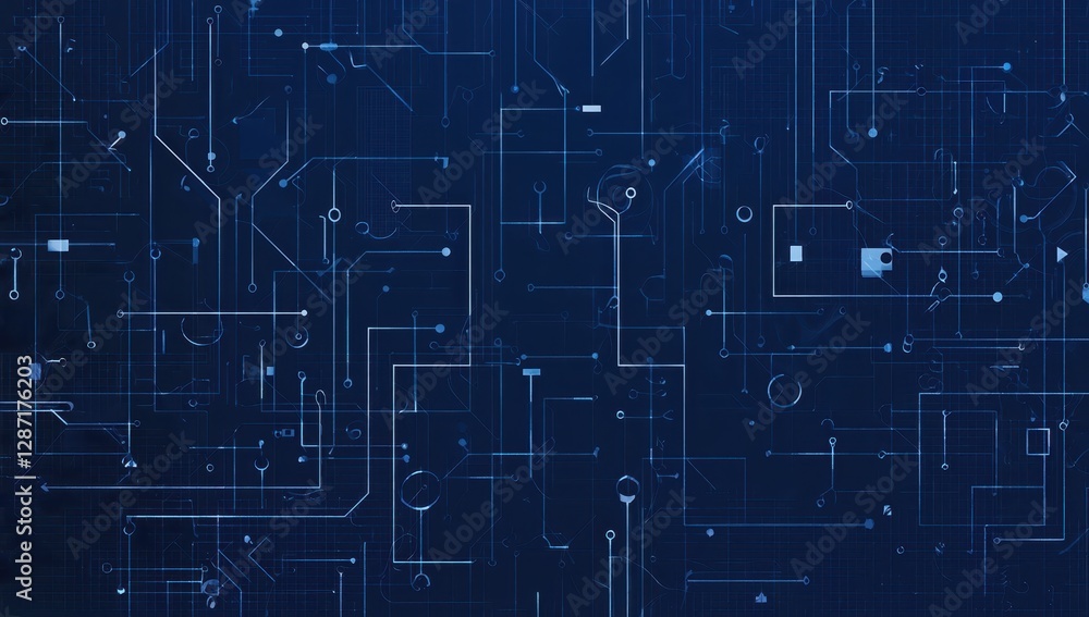 Abstract Blue Circuitry Background with Geometric Patterns and Lines Abstract Blue Circuitry Background with Geometric Patterns and Lines