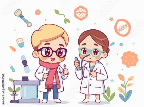 Biotechnology and Genetics Vector Illustration