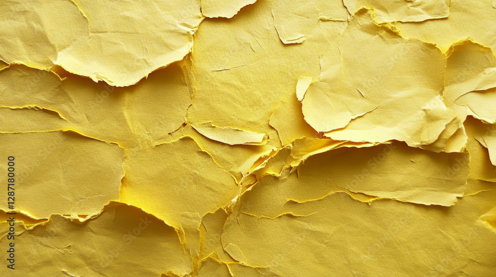 Naklejka premium Abstract yellow torn rumpled paper texture for creative design projects