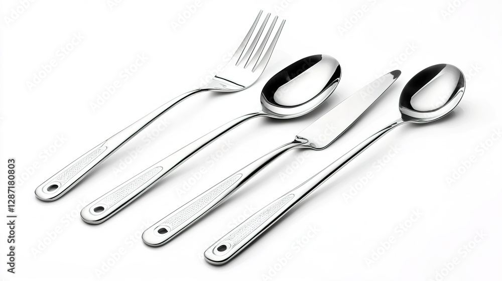 Fototapeta premium Professional chef tools arrangement kitchen stainless steel cutlery modern design aesthetic viewpoint culinary precision