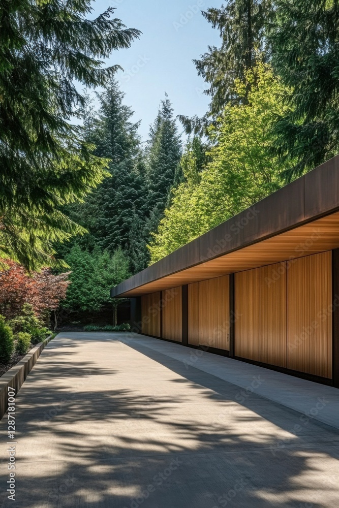 Beautiful modern building surrounded by lush greenery in a serene forest location captures the essence of nature and design harmoniously intertwined Beautiful modern building surrounded by lush greenery in a serene forest location captures the essence of nature and design harmoniously intertwined