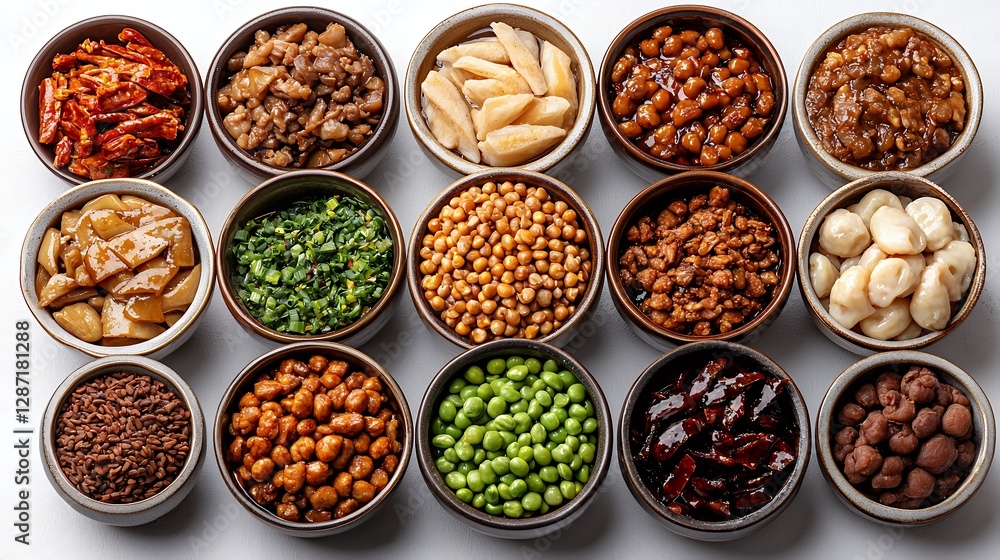 Assortment of Preserved Vegetables and Legumes in Bowls Assortment of Preserved Vegetables and Legumes in Bowls