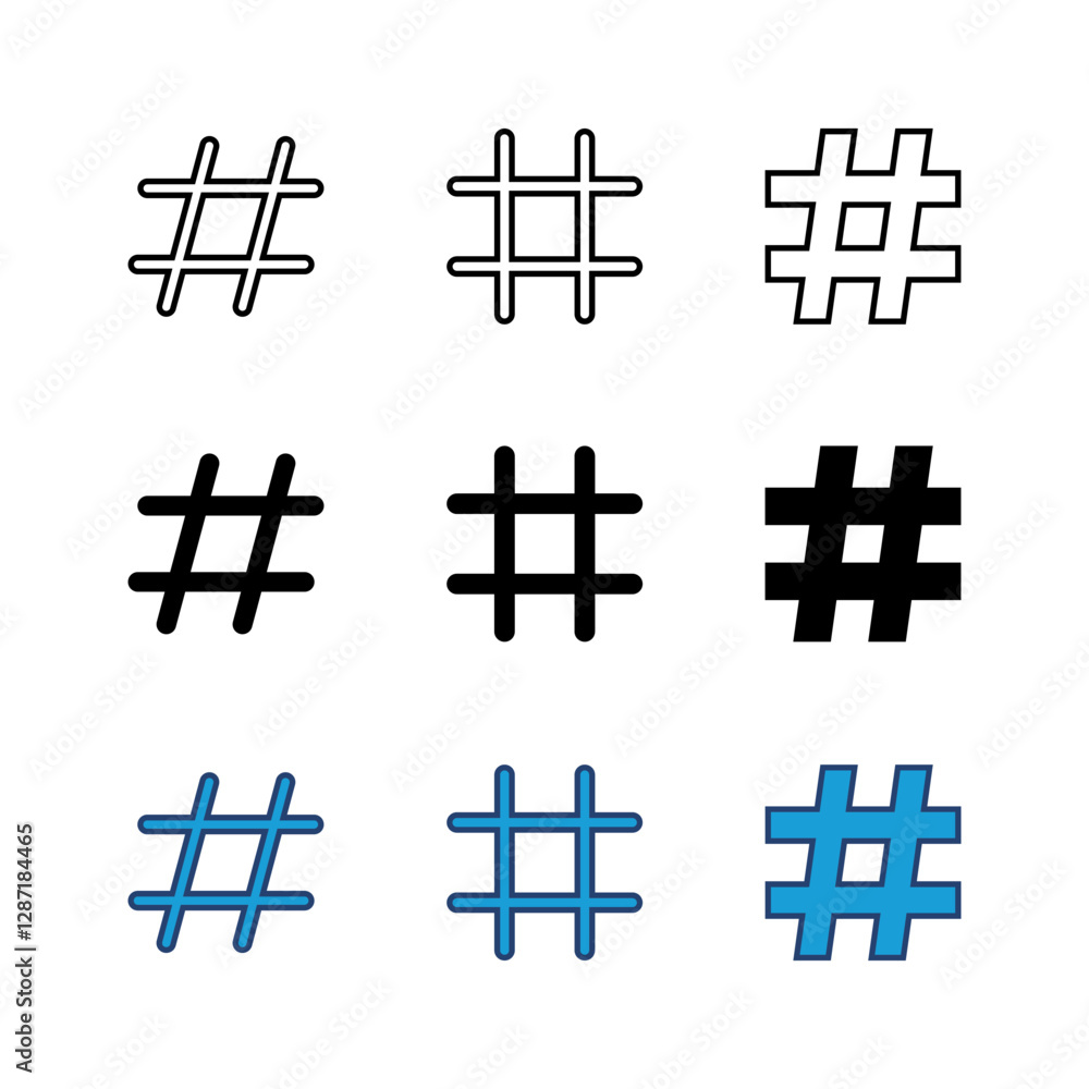 Obraz premium Hashtag icon set. hashtag symbol