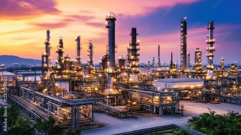 Petroleum refinery with advanced automation and robotic monitoring systems Petroleum refinery with advanced automation and robotic monitoring systems