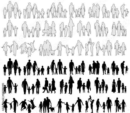 Basic silhouette vector collection of various families