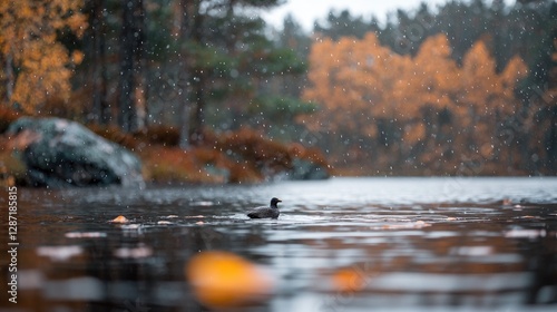 Wallpaper Mural Autumnal lake scene with duck Torontodigital.ca