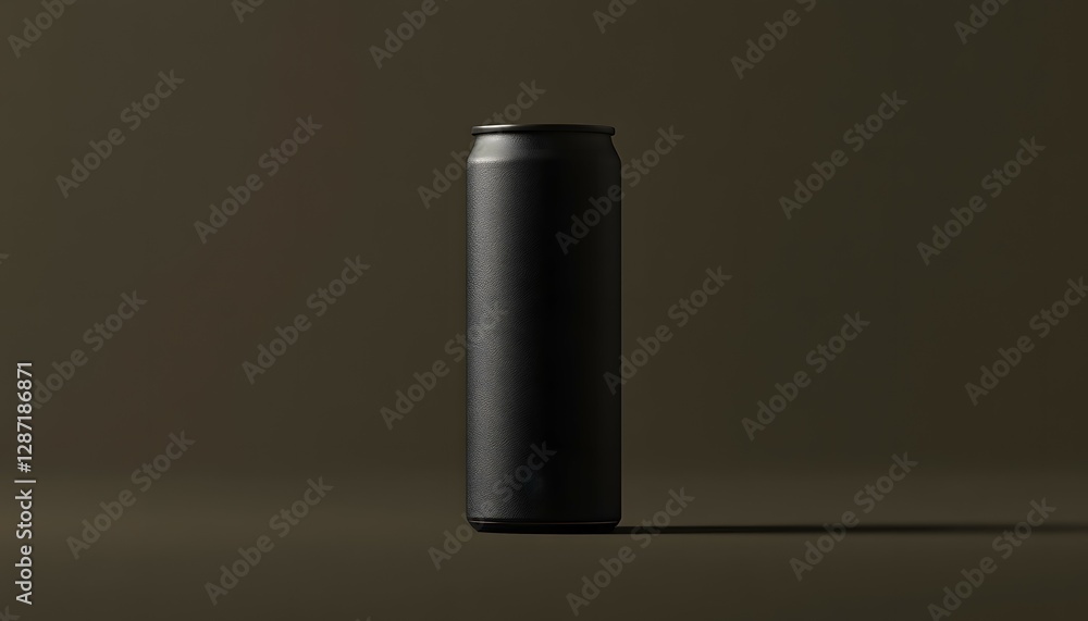 A sleek black can standing alone on a muted background, exuding a modern aesthetic. This minimalist design emphasizes elegance and sophistication in beverage packaging. A sleek black can standing alone on a muted background, exuding a modern aesthetic. This minimalist design emphasizes elegance and sophistication in beverage packaging.