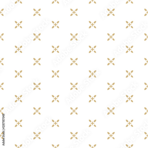 Wallpaper Mural Vector floral minimalist seamless pattern. Abstract gold and white minimal geometric ornament with small flowers, stars, leaves. Simple luxury background. Subtle golden geo texture. Repeated design Torontodigital.ca