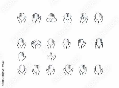 15 thin line icons for volunteering set. Volunteer outline symbols for helping hands, donation, and philanthropy