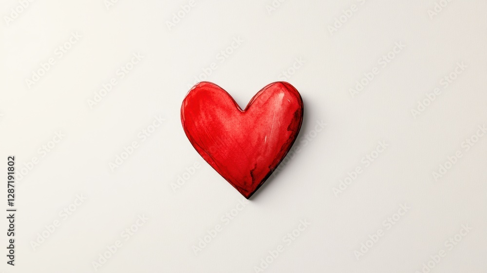 Red heart on minimal white background Red heart on minimal white background