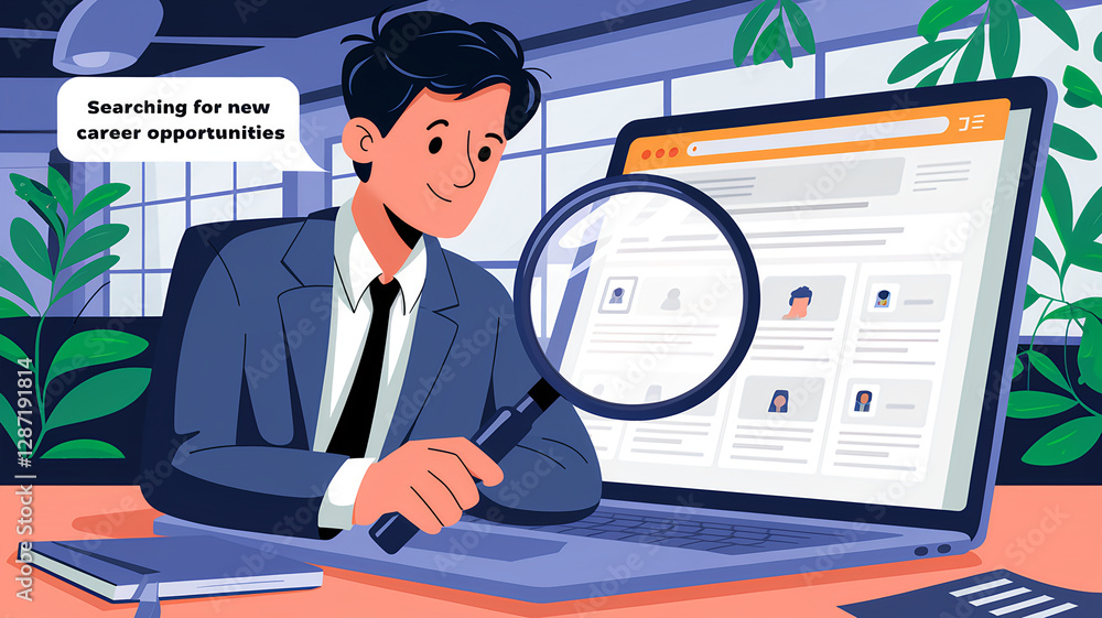 Professional Man Exploring Job Options and Career Opportunities Professional Man Exploring Job Options and Career Opportunities