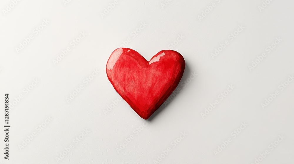Red heart on minimal white background Red heart on minimal white background