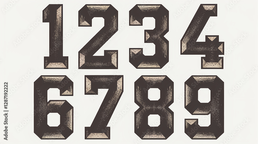 Fototapeta premium Vintage Style Number Collection with Retro Appearance and Texture