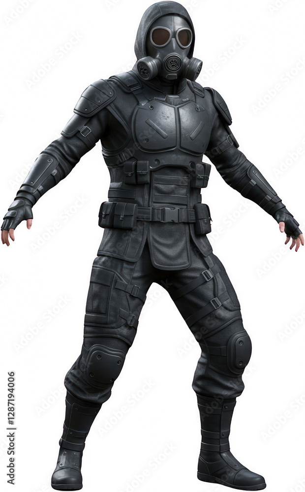 Tactical Combat Soldier in Gas Mask Full Body 3D Render Protective Gear Tactical Combat Soldier in Gas Mask Full Body 3D Render Protective Gear