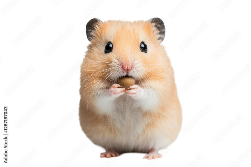 Close up of a hamster holding a nut against transparent background. This image captures the hamster's cute expression Close up of a hamster holding a nut against transparent background. This image captures the hamster's cute expression