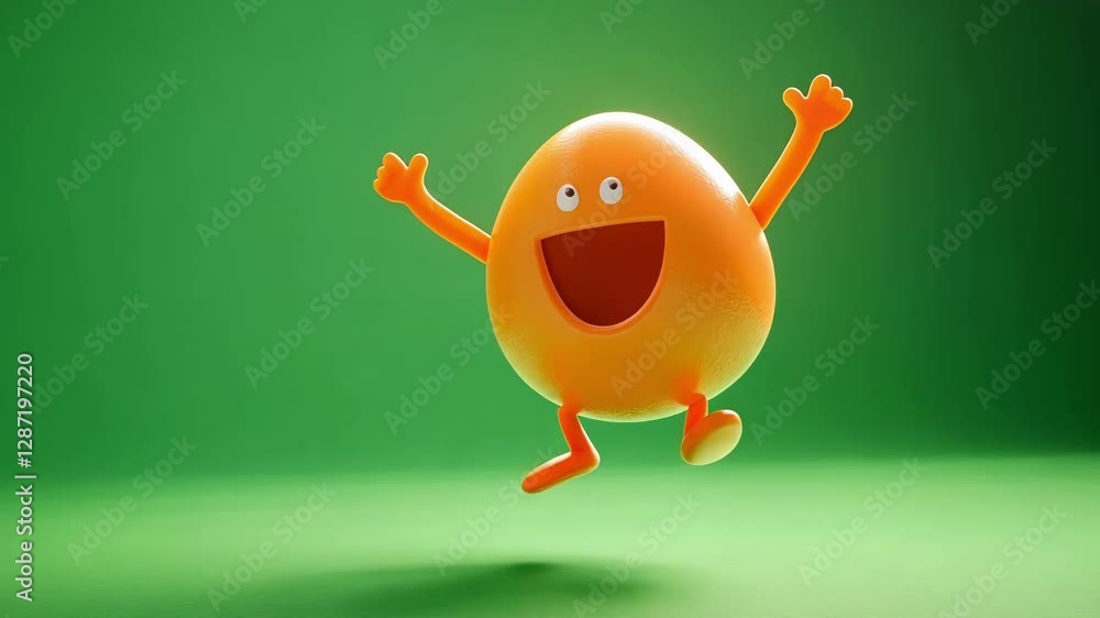 An orange shape depicting an individual jumping high embodying excitement. An orange shape depicting an individual jumping high embodying excitement.