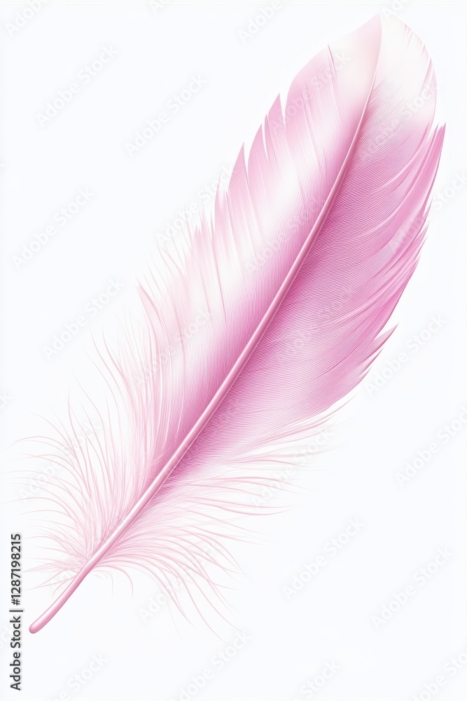 Obraz premium Pink feather illustration on white 
