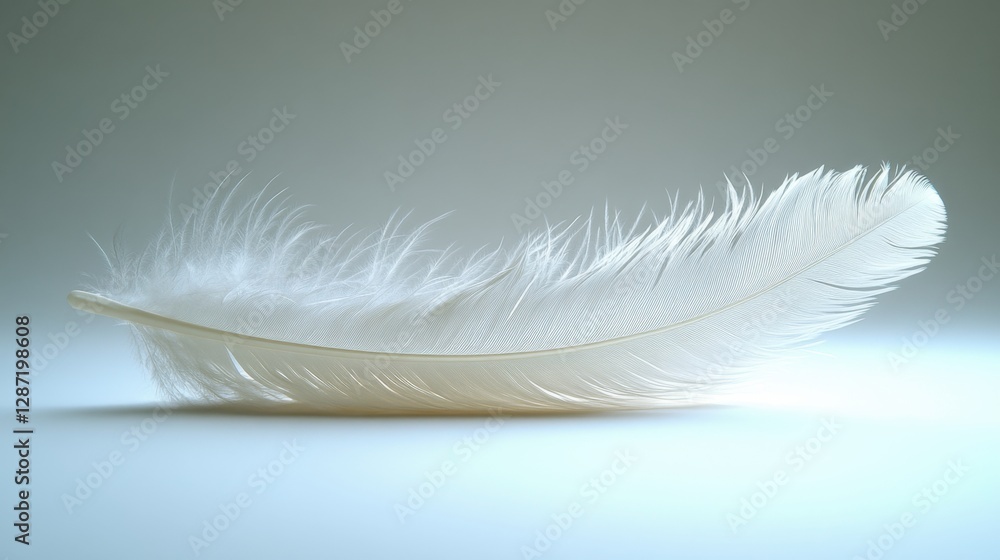 Obraz premium White feather on light background 