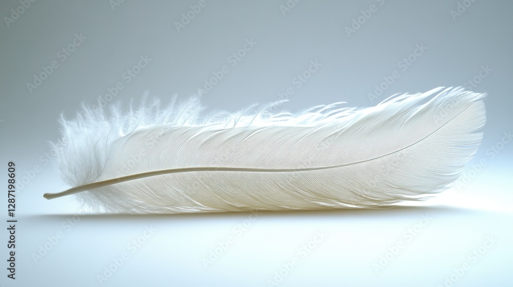 Obraz premium White feather on light background