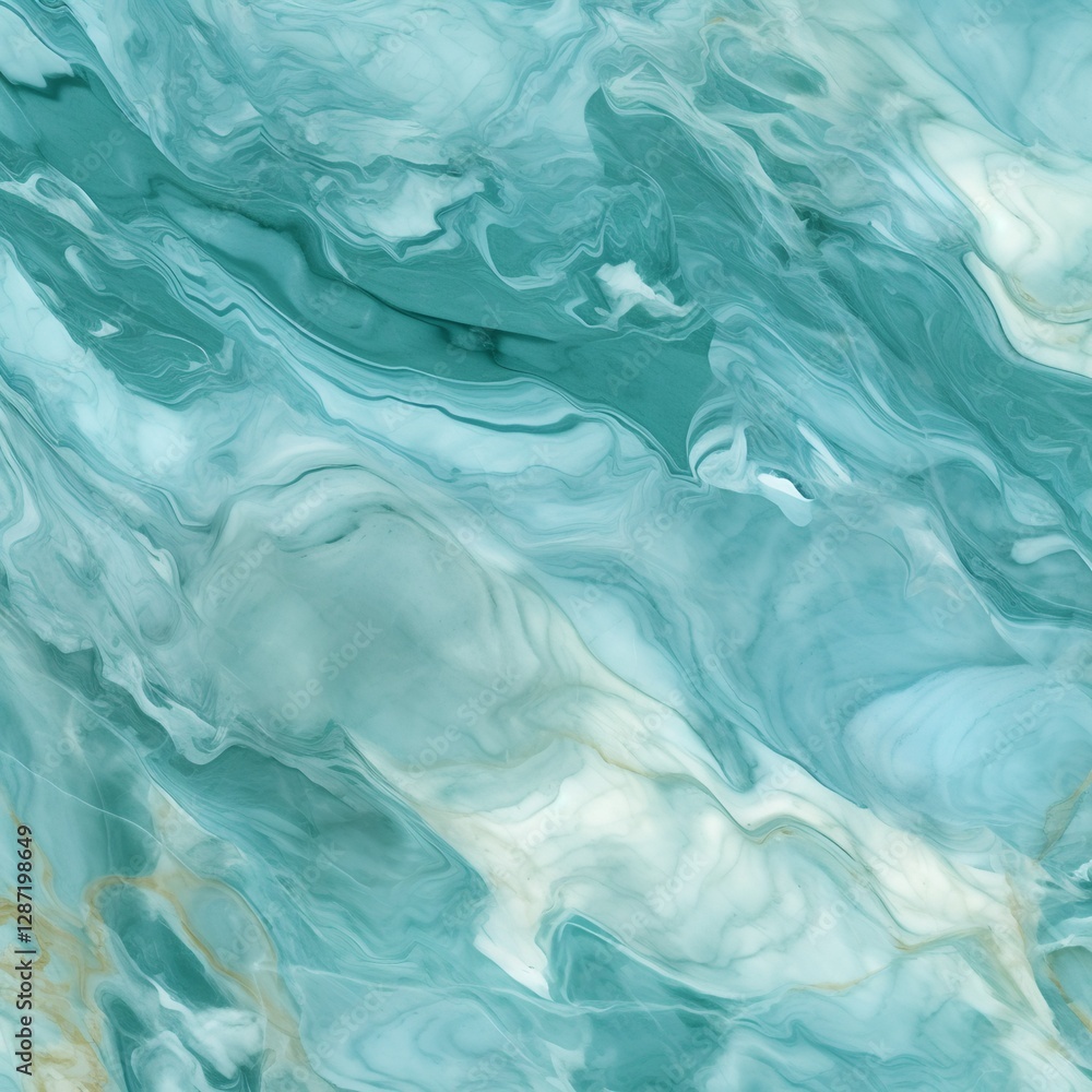 Obraz premium Teal, White, and Gold Liquid Marble Pattern